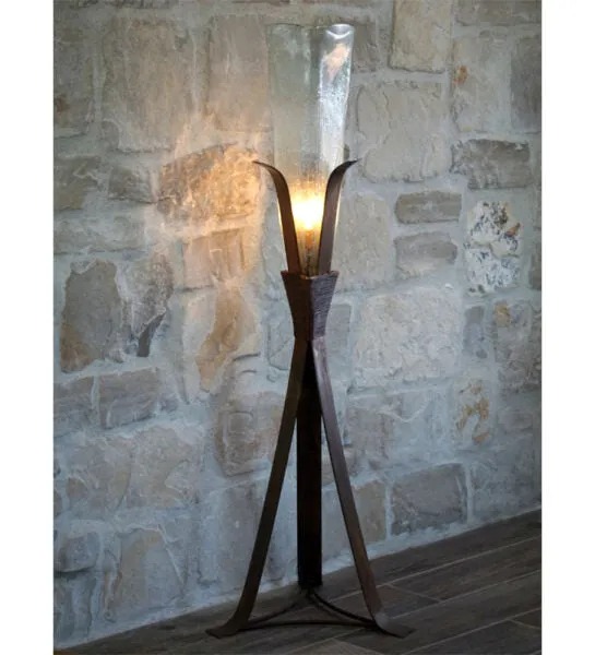 Iron Steeple Floor Lamp with Triangle Glass Shade