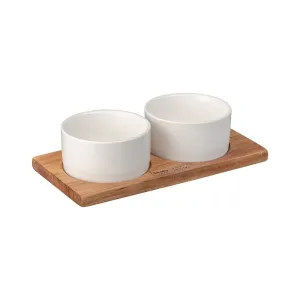 James Martin 3 Piece Dipping Set, L20 x W10cm, White napkin rings, dining placemats
