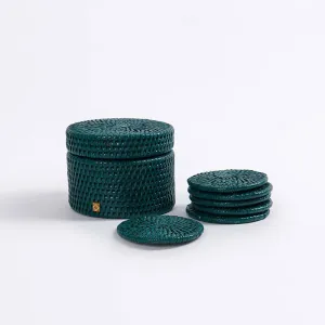 Latha Set of 6 Coasters D8cm, Dark Green tufted headboard, king headboard