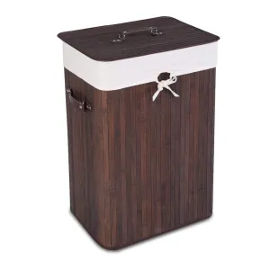 Laundry Hamper Bamboo Laundry Basket, Clothes Hamper with Lid and Removable bathroom organizer, toilet brush holder