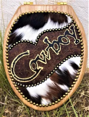 Leather & Cow Hide Western Toilet Seat wall sconce light, hallway light
