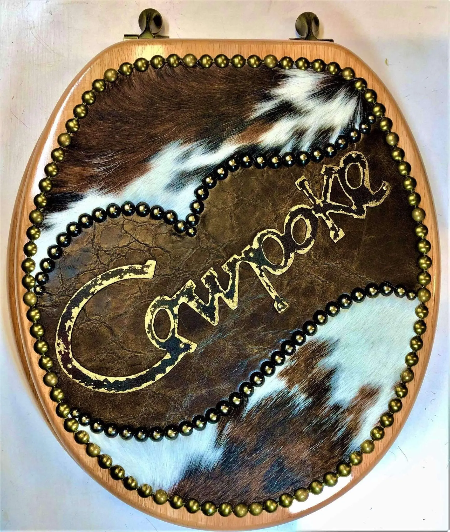 Leather & Cow Hide Western Toilet Seat