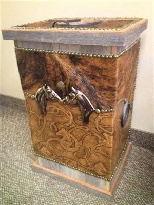 Leather & Wood Storage Bin - Rustic Decor with Custom Options bathroom accessories, soap dispenser