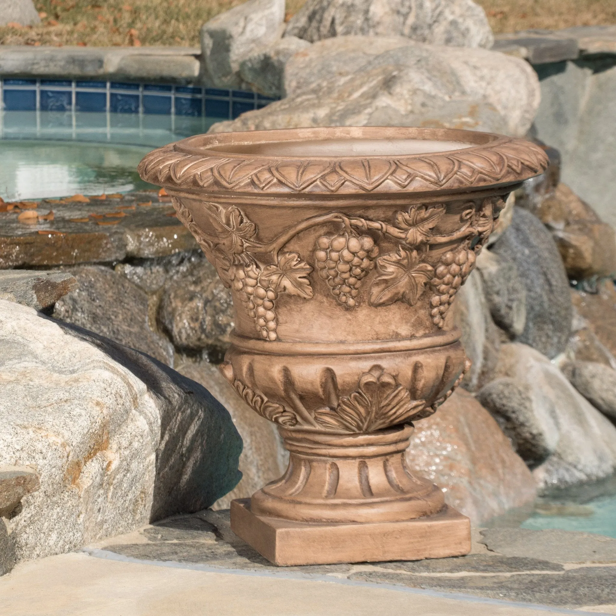 Light Brown Roman Style Urn Planter - NH862712 patio chairs, outdoor seating