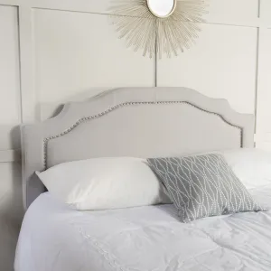 Light Grey Fabric Queen/ Full Headboard - NH584892 queen headboard, wooden headboard