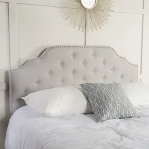 Light Grey Fabric Queen/Full Headboard - NH029892 queen headboard, wooden headboard