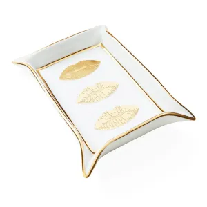 Lips Valet Tray, Cream and Gold, 17.7cm x 12.7 cm napkin rings, dining placemats