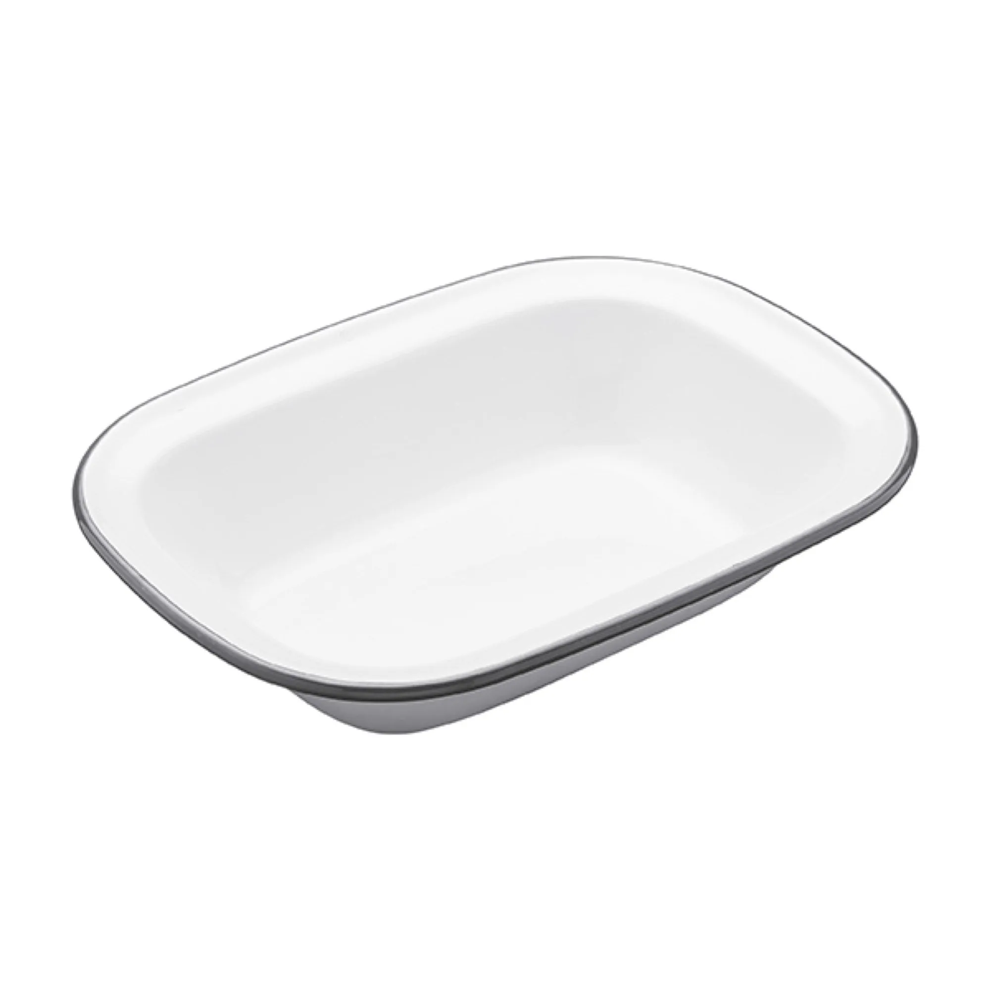 Living Nostalgia Rectangular pie dish, 22cm, white enamel curtain fabric, upholstery textile