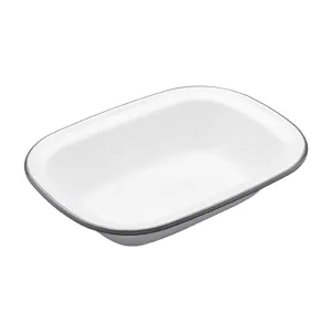Living Nostalgia Rectangular pie dish, 22cm, white enamel curtain fabric, upholstery textile