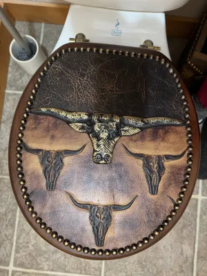 Longhorn & Leather Deco Toilet Seat wall sconce light, hallway light