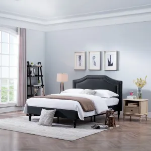 MacArthur Fabric Upholstered Queen Sized Bed Set - NH101803 throw blanket, decorative pillow