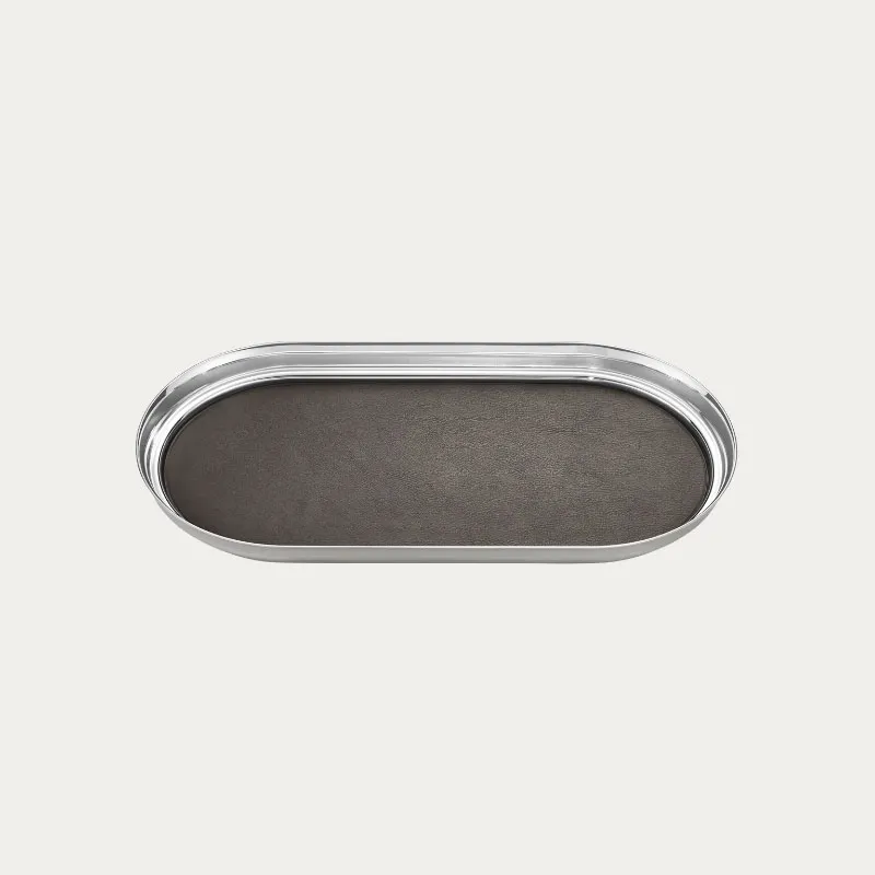 Mahattan Sleek Tray, Stainless steel and Leather napkin rings, dining placemats