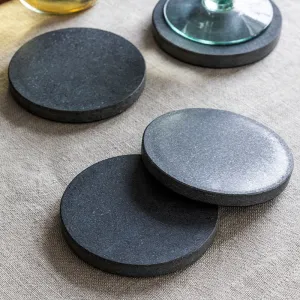 Marble Set of 4 Coasters, D10cm, Black tufted headboard, king headboard