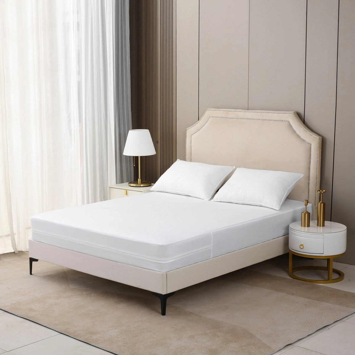 Marina Decoration Soft 100% Waterproof Bed Bug Proof Encasement Mattress Cover Invisible Zipper Mattress Protector