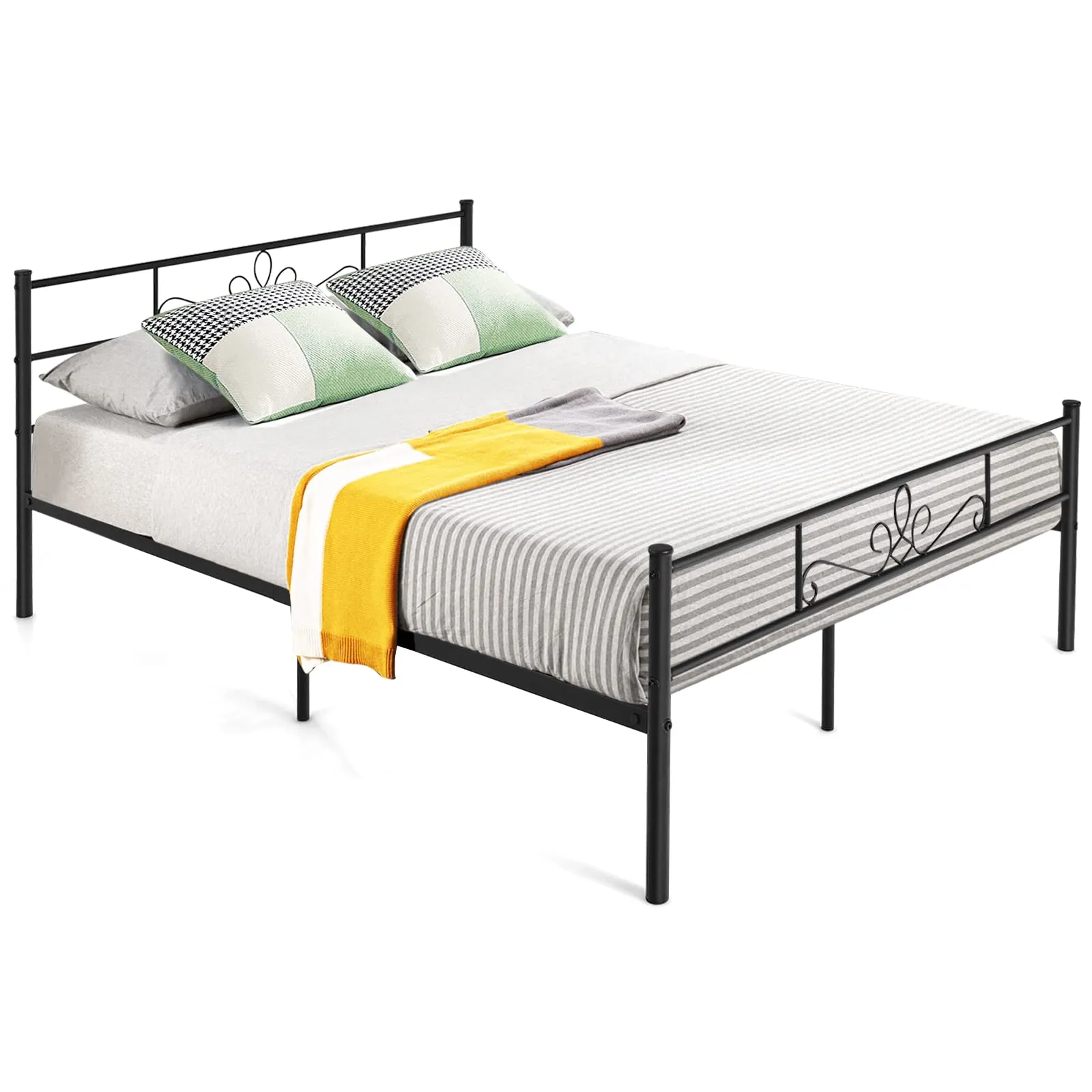 Mattress Foundation w/Heavy Duty Steel Slat Support, No Box Spring Needed