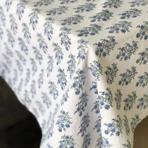 Mayo Flowers Tablecloth, 150 x 225cm, Green & Blue tufted headboard, king headboard