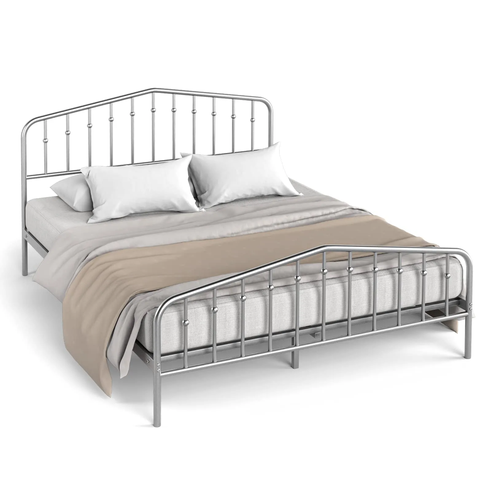 Metal Queen Bed Frame w/ Heavy Duty Steel Slat and 9-Leg Support
