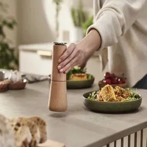 Milltop Salt Mill, Beech Wood napkin rings, dining placemats