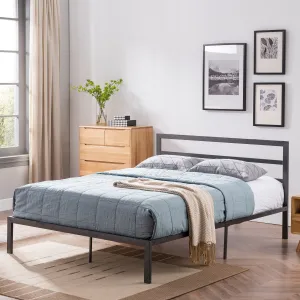 Minimalistic Modern Slat Iron Queen-Size Bed Frame - NH256603 throw blanket, decorative pillow
