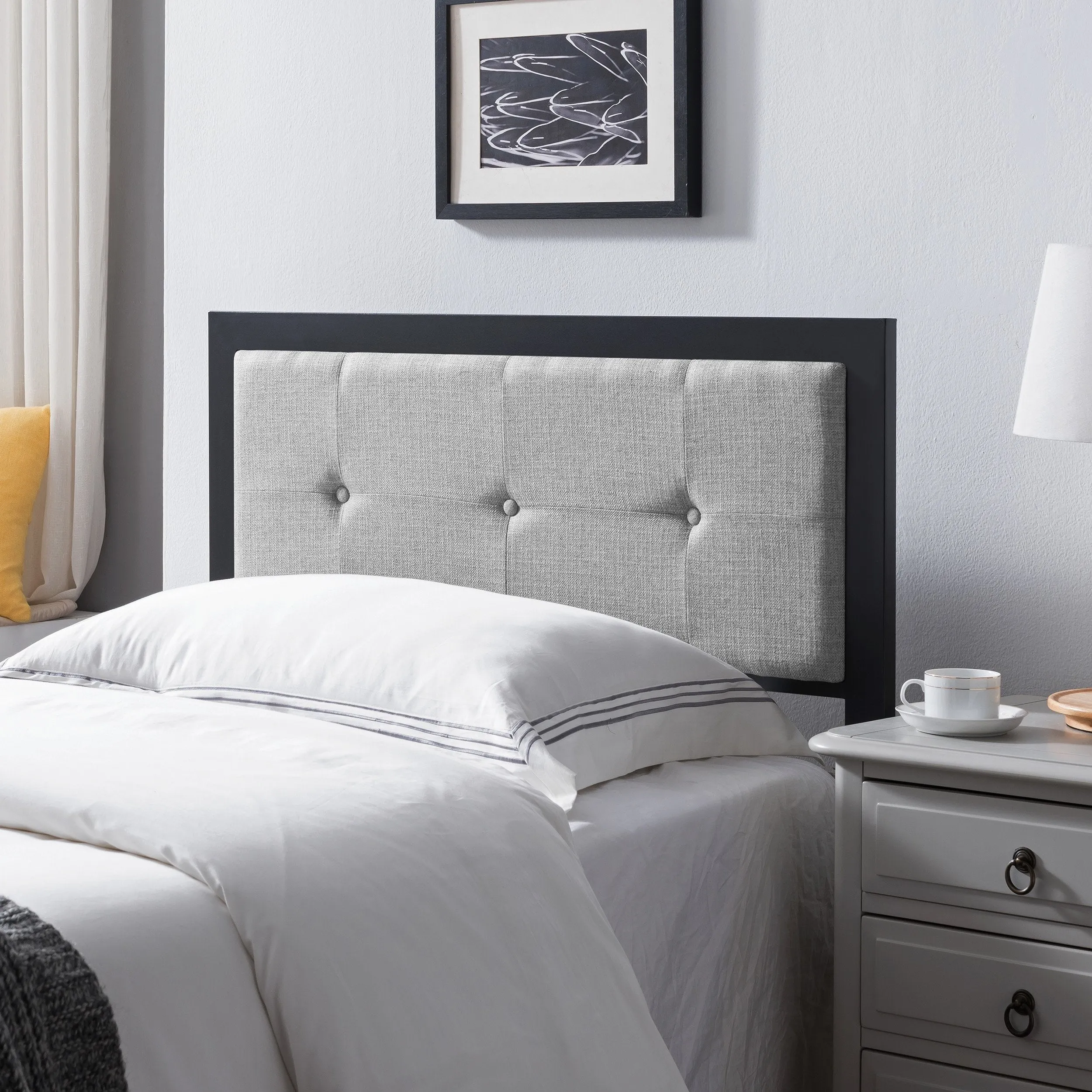 Modern Industrial Tufted Upholstered Twin Headboard - NH415113 queen headboard, wooden headboard