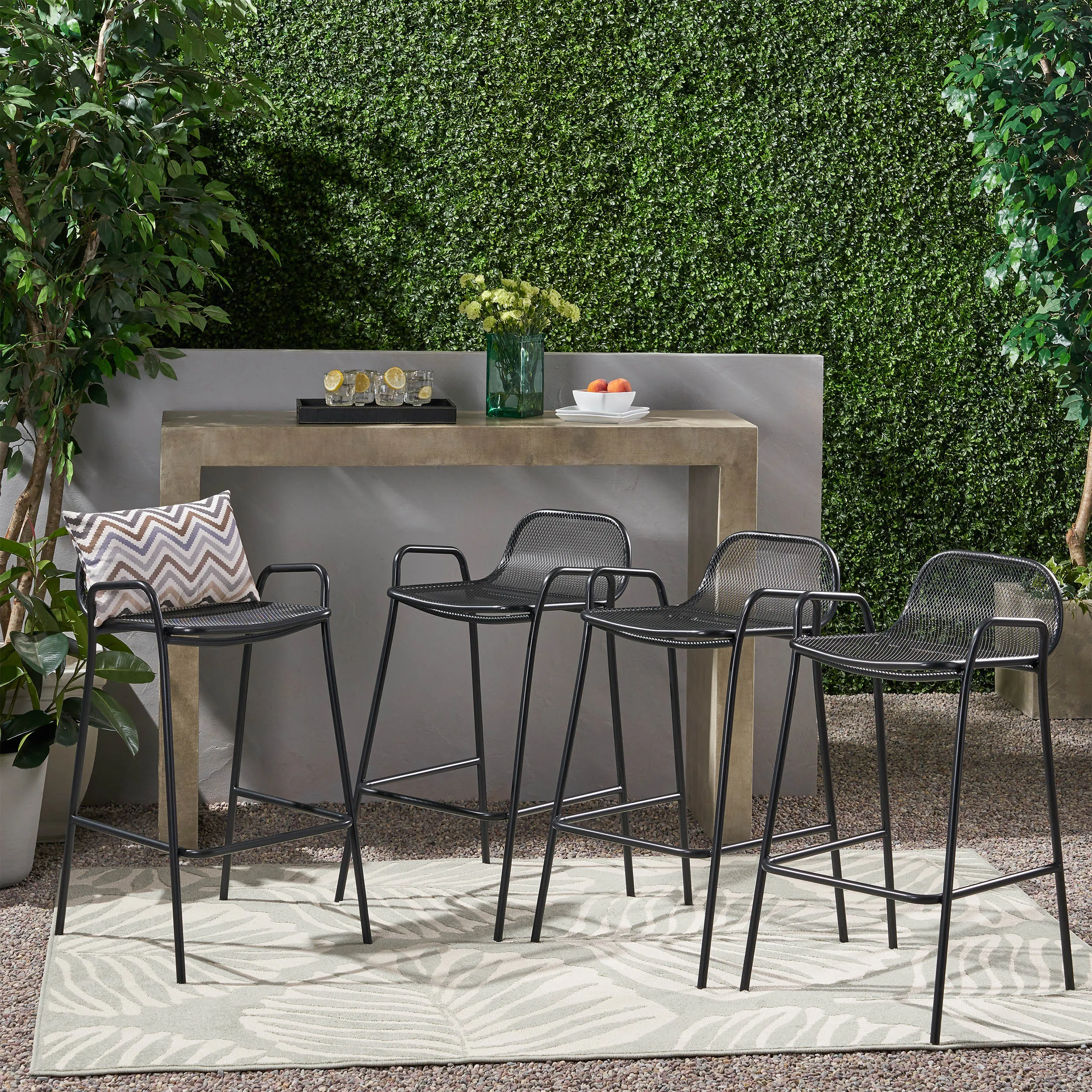 Modern Iron Barstool (Set of 4) - NH618013 patio chairs, outdoor seating