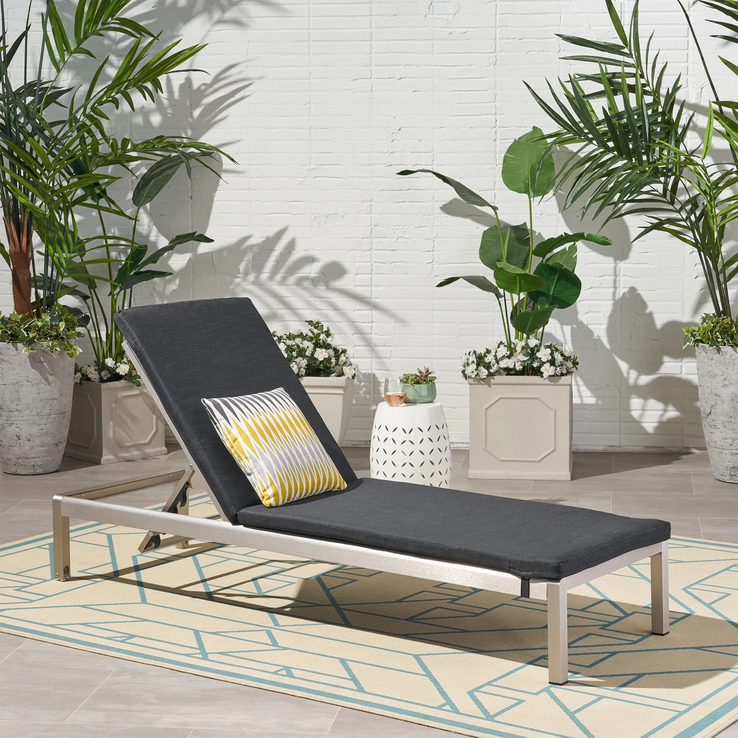 Modern Outdoor Adjustable Chaise Lounge with Cushion - NH032013 patio chairs, outdoor seating