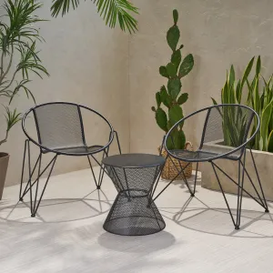 Modern Outdoor Iron Chat Set with Side Table - NH643013 patio chairs, outdoor seating