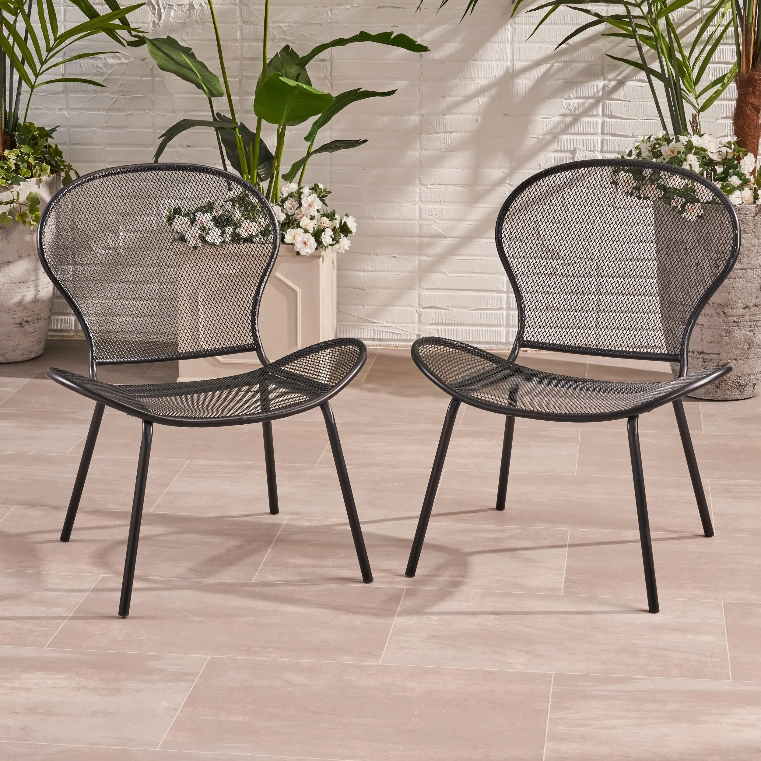 Modern Outdoor Iron Club Chair (Set of 2) - NH053013 patio chairs, outdoor seating
