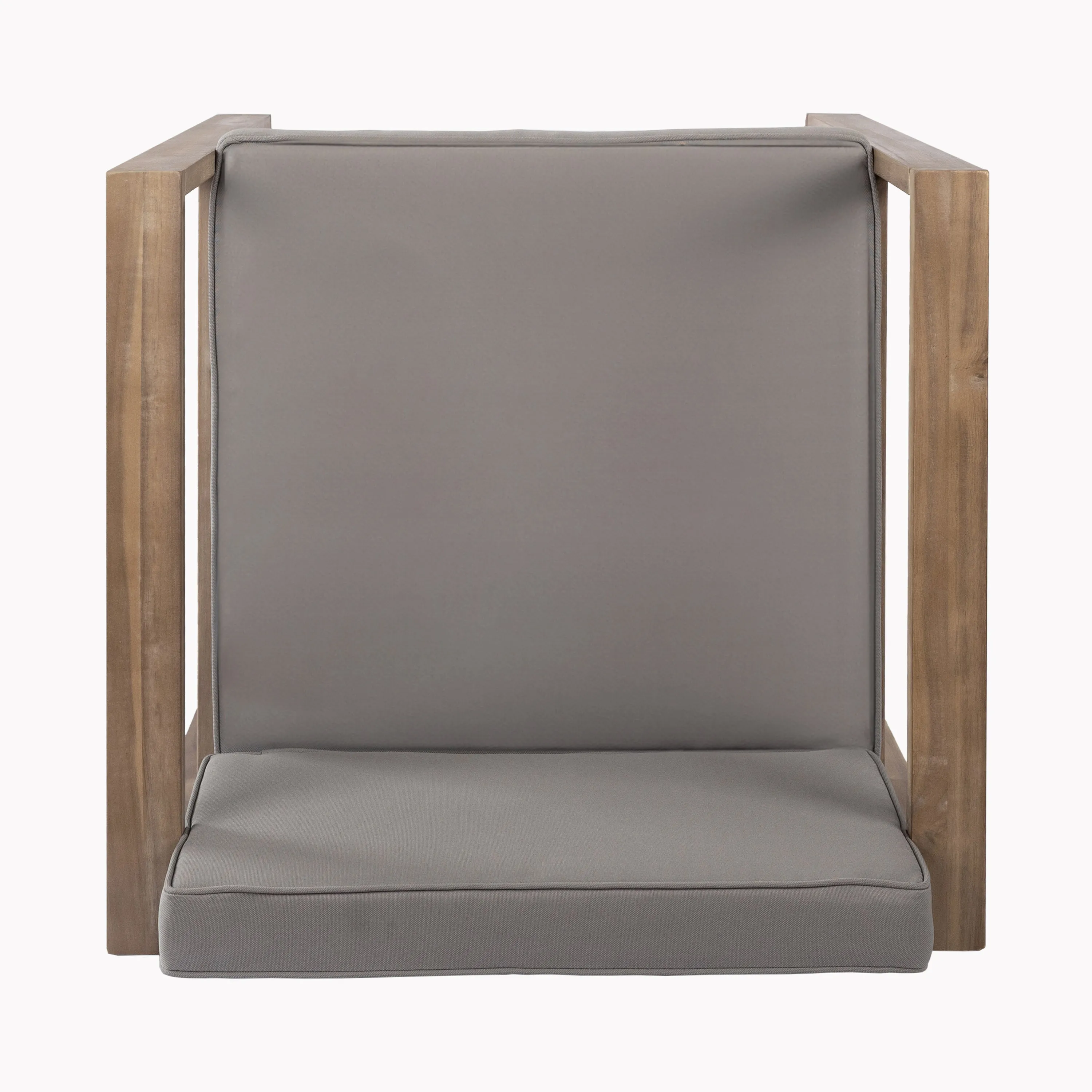 Modern Outdoor Patio Acacia Wood Dining Chairs with Cushions, Set of 2