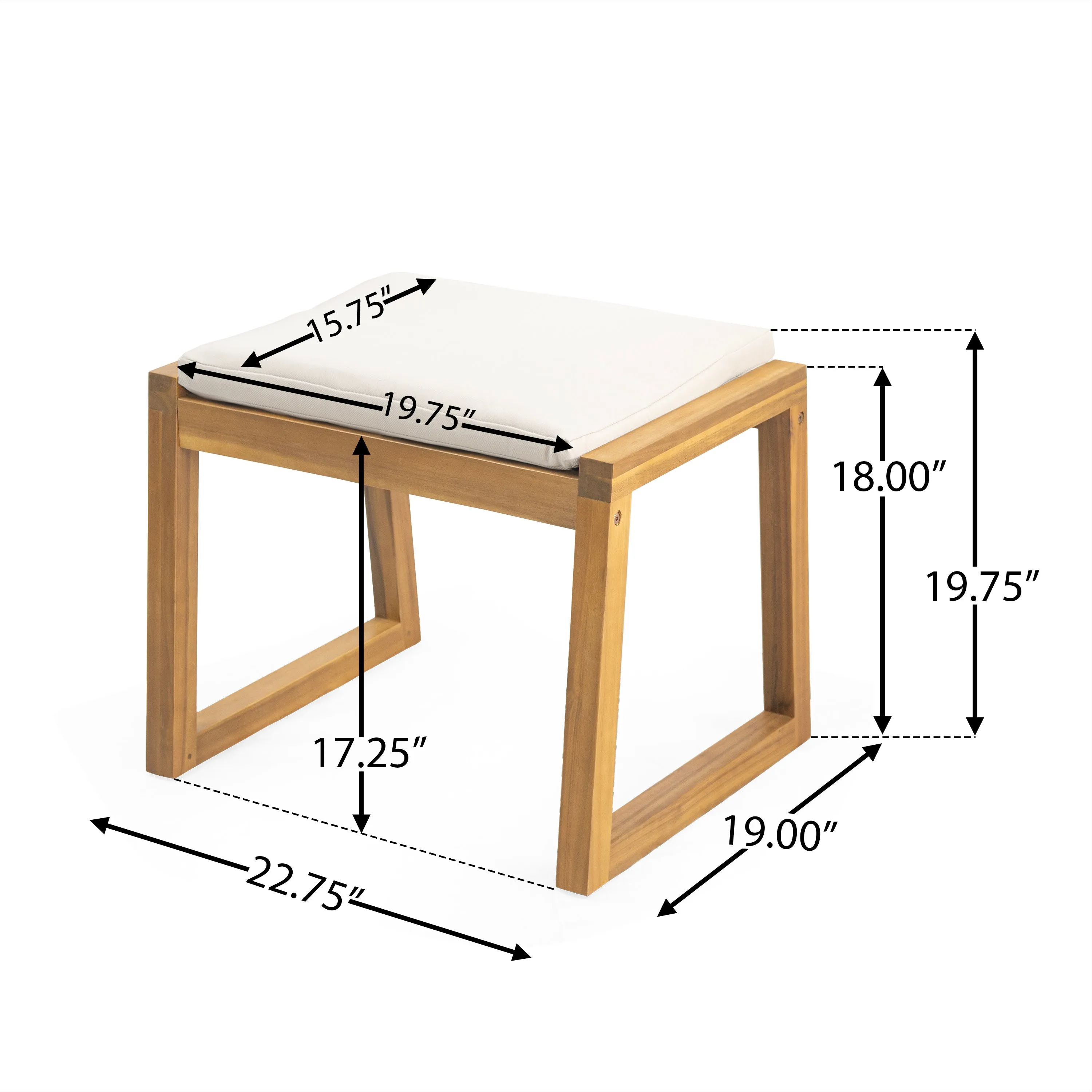 Modern Outdoor Patio Dining Stool Bench with Cushions, Set of 2
