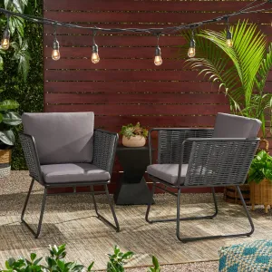 Modern Outdoor Rope Weave Club Chair with Cushions (Set of 2) - NH122113 patio chairs, outdoor seating
