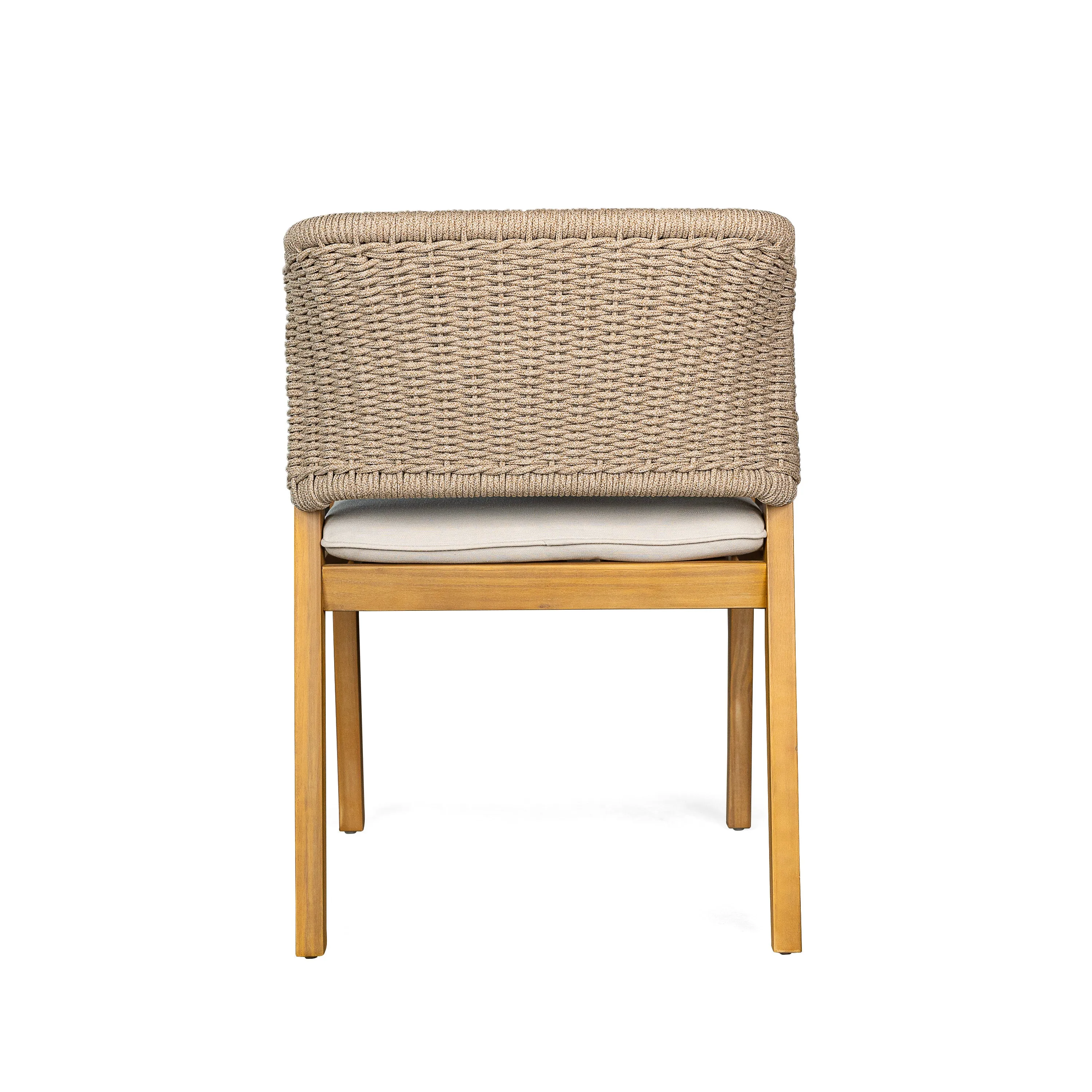 Modern Outdoor Rope Weave Dining Chairs with Cushion, Set of 2