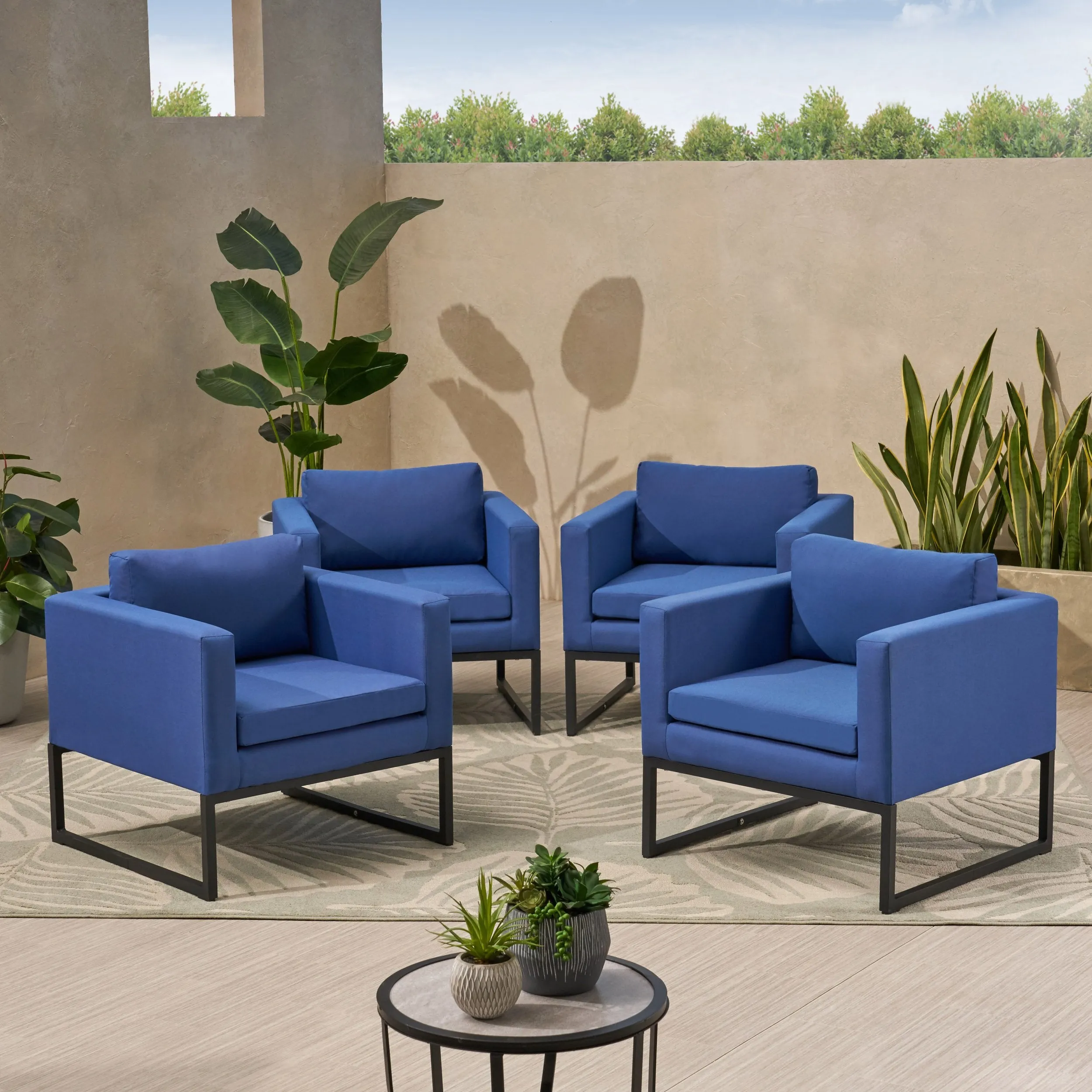 Modern Outdoor Upholstered Club Chair (Set of 4) - NH282013 patio chairs, outdoor seating