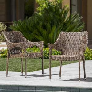 Modern Outdoor Wicker Stacking Armchairs (Set of 2) - NH837692 patio chairs, outdoor seating