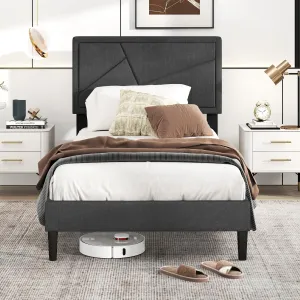 Modern Upholstered Platform Bed Frame with Geometric Tufting Headboard bed frame, queen bed