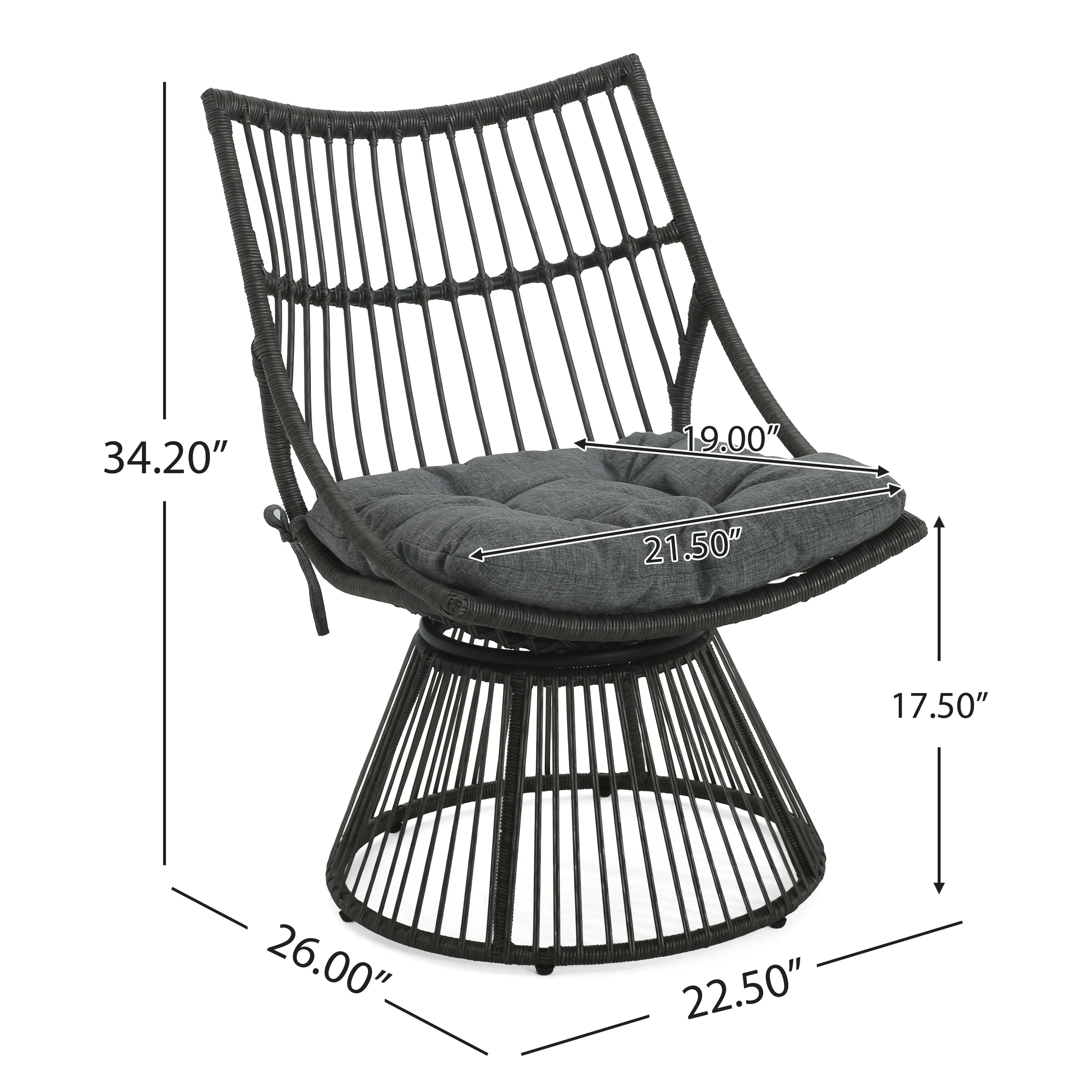 Modern Wicker High Back Chair & Side Table Set