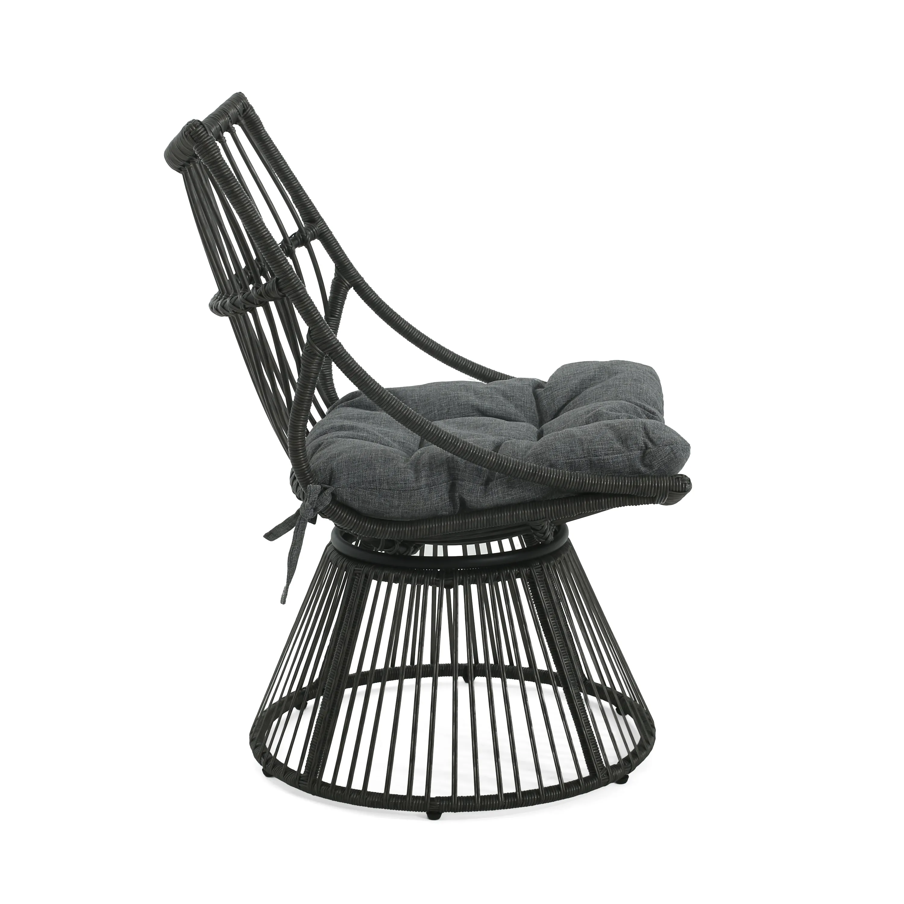 Modern Wicker High Back Chair & Side Table Set