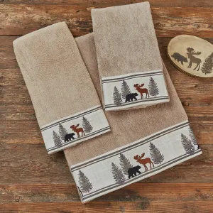 Moose in the Mountains Bath Towel Set bathroom set, shower caddy