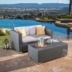 Multi-Grey PE 2pc Outdoor Sofa and Coffee Table Set - NH405692 patio chairs, outdoor seating
