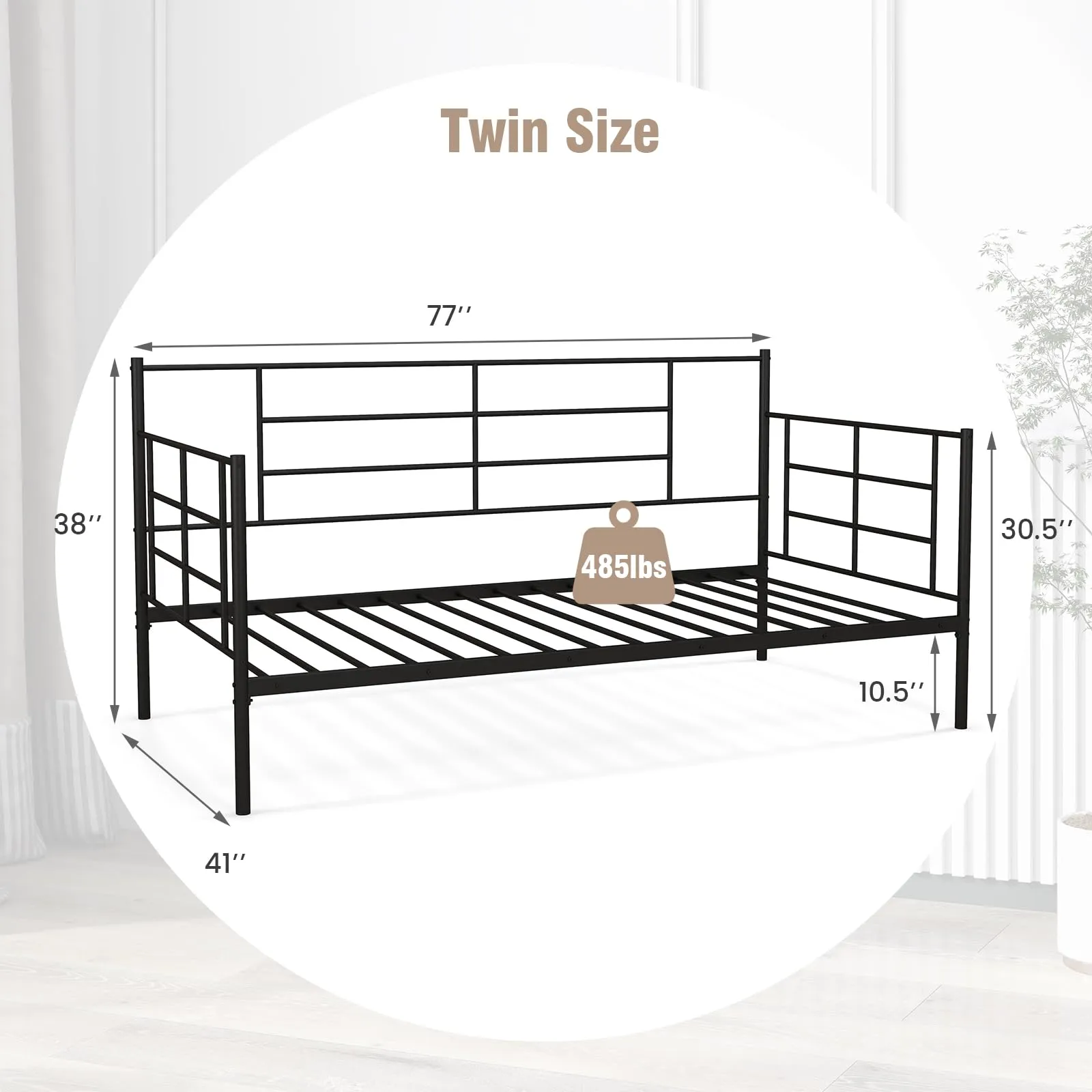 Multifunctional Platform Bed Mattress Foundation with Headboard for Living Room
