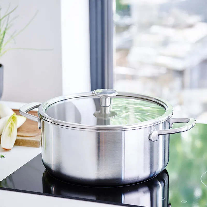 MultiPly Stainless Steel Casserole with Lid, 20cm, Silver