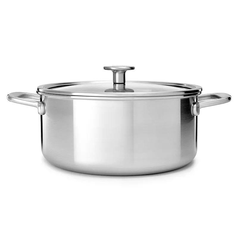 MultiPly Stainless Steel Casserole with Lid, 20cm, Silver curtain fabric, upholstery textile