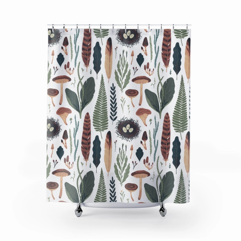 Mushrooms Floral Shower Curtain
