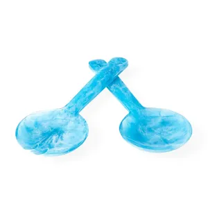 Mustique Salad Server Set, Blue napkin rings, dining placemats