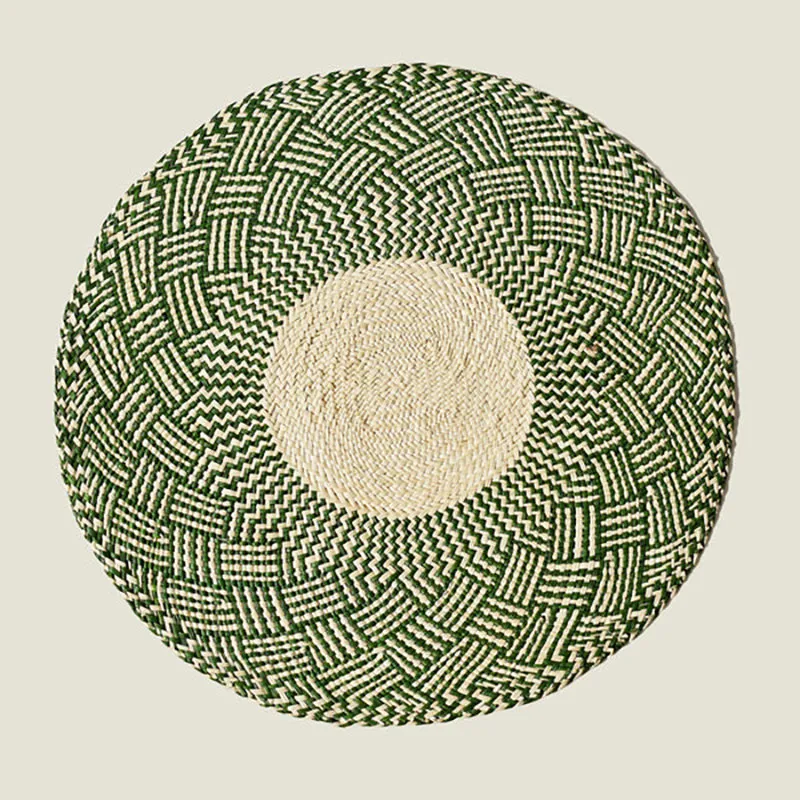 Nario Set of 2 Woven Placemats, D39cm, Olive Green