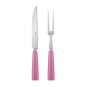 Natura 2 piece carving set, Pink round coffee table, wooden coffee table