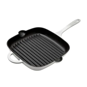 Natural Cast Iron Griddle pan, 47 x 25 x 4cm, Light Grey curtain fabric, upholstery textile