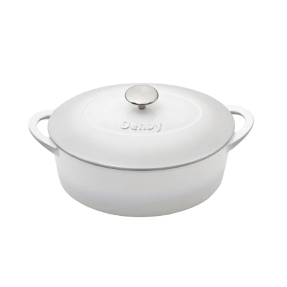 Natural Cast Iron Oval casserole dish, 28cm, Light Grey