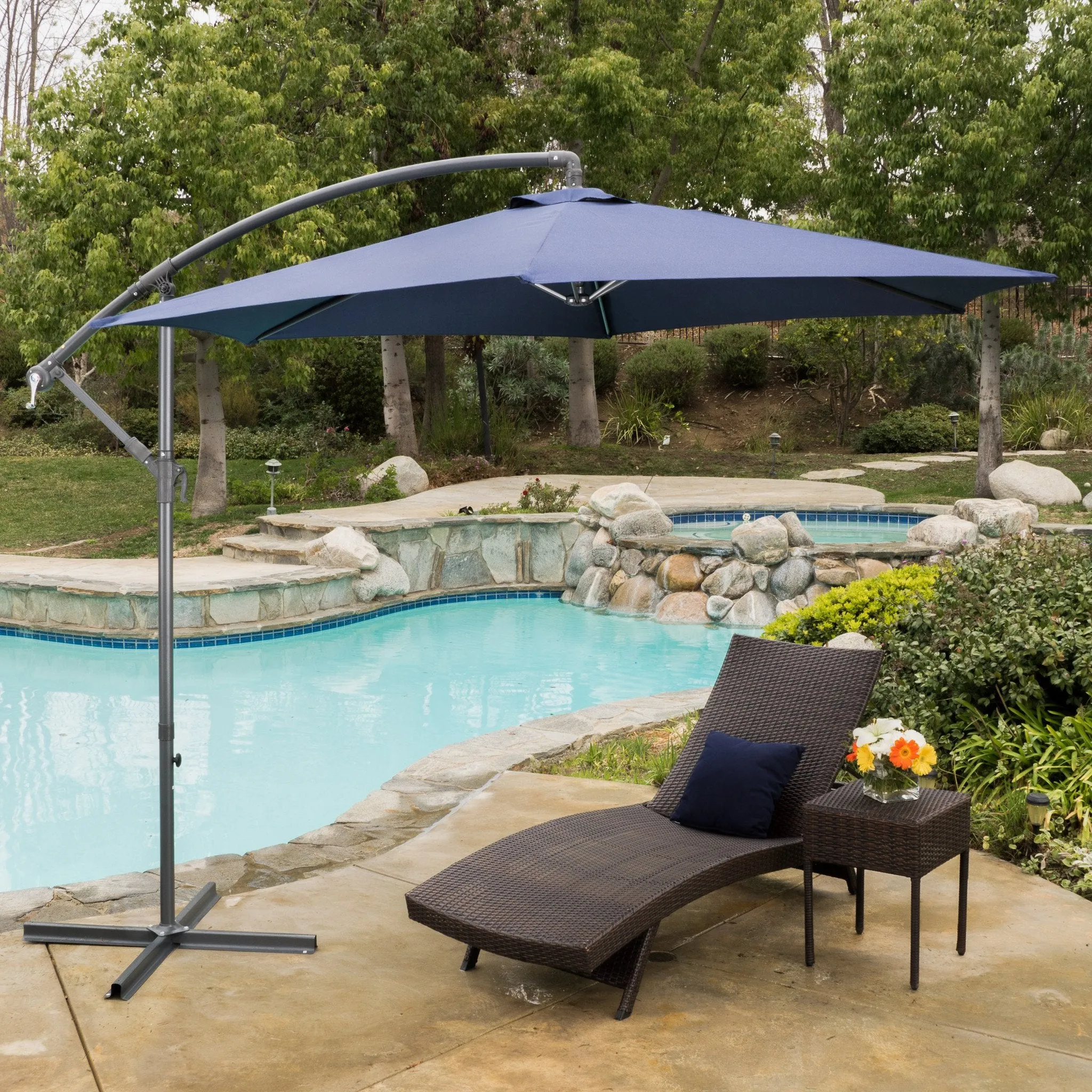 Navy Blue Banana Canopy Sunshade - NH524692 patio chairs, outdoor seating