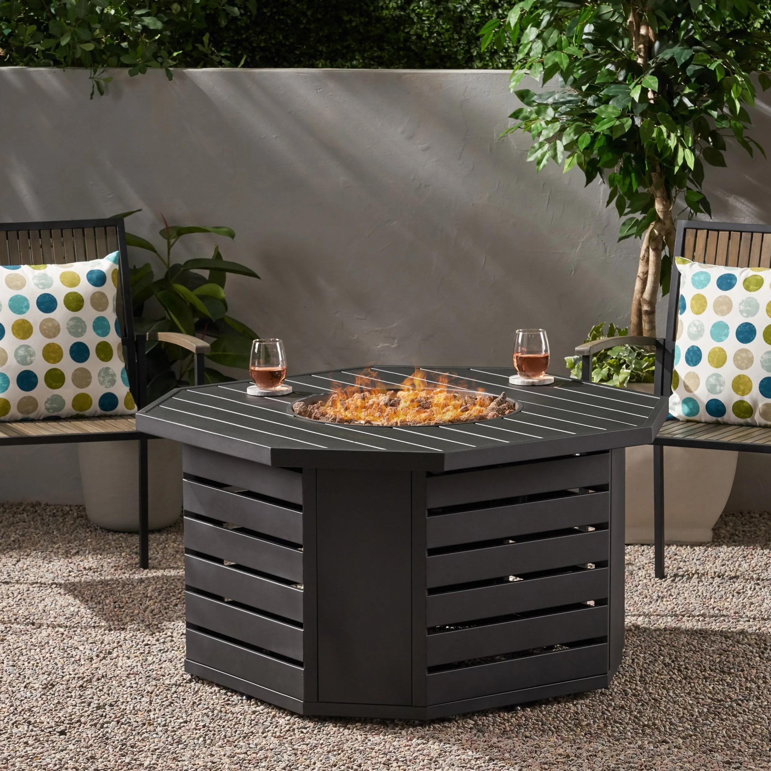 Octagonal Iron Fire Pit - NH218013 patio chairs, outdoor seating